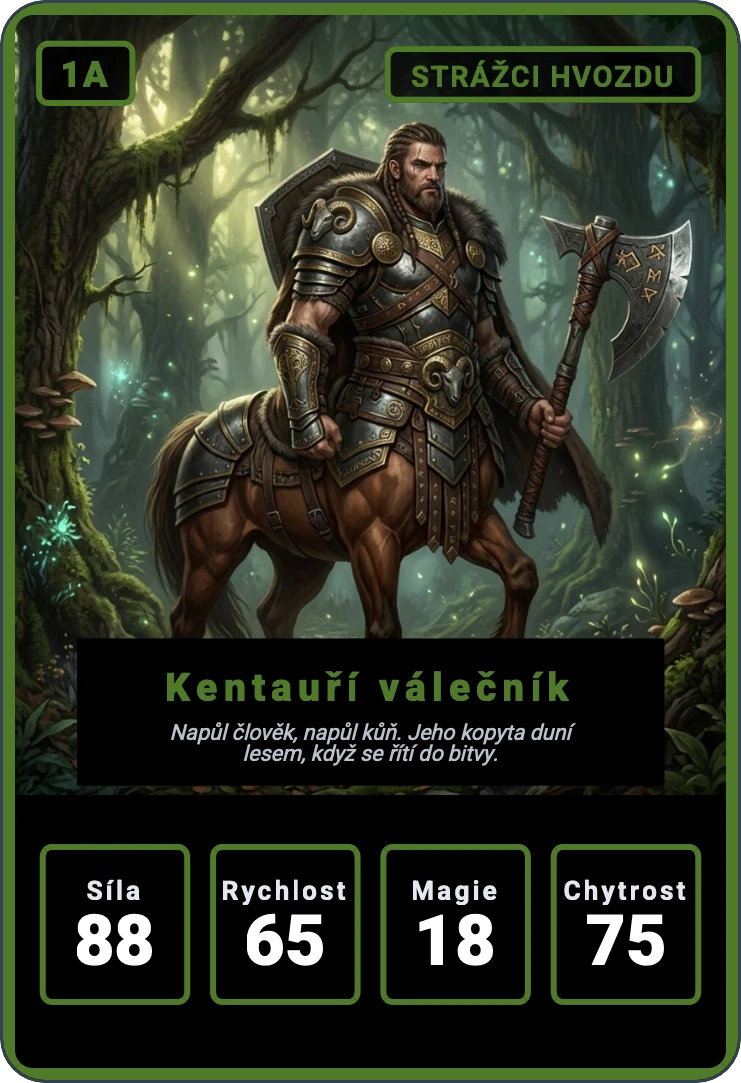 Kvarteto: Lesní bytosti — ukázka karty