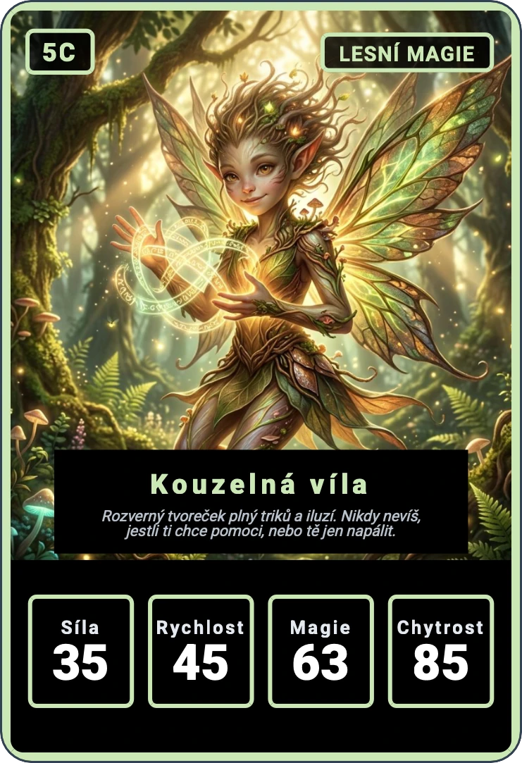 Kvarteto: Lesní bytosti — ukázková karta 7