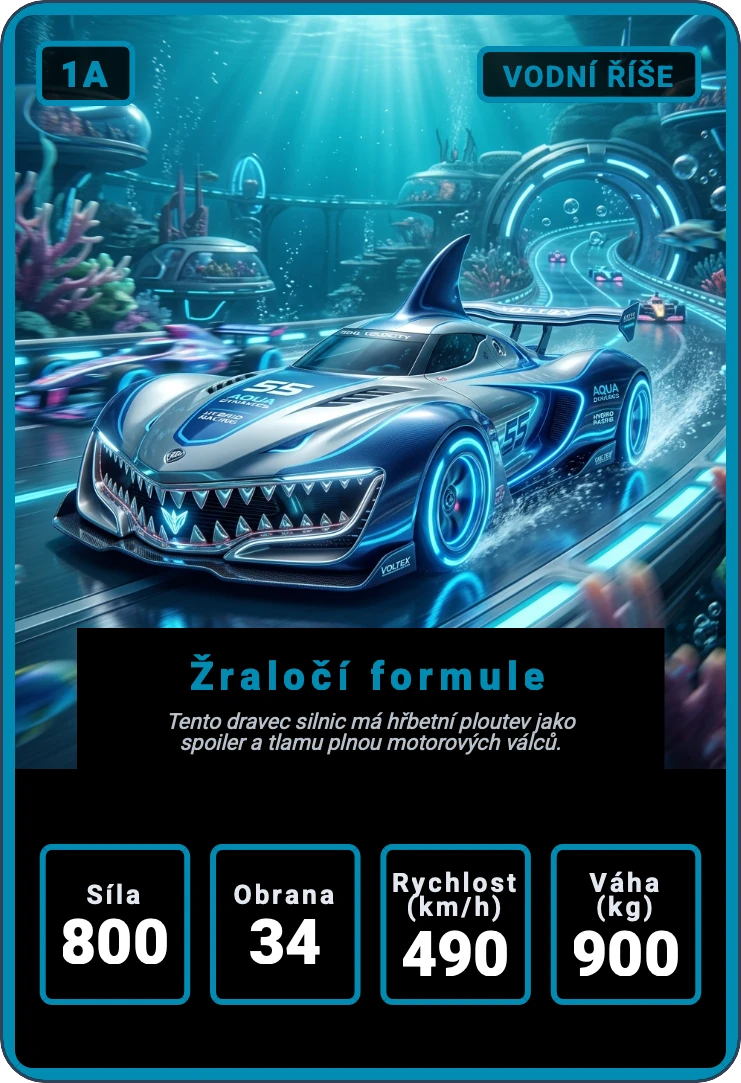 Kvarteto: Zvířecí auta — ukázka karty